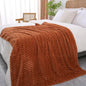 Puncuntex Burnt Orange Throw Blanket 90"×90" inches Fuzzy 3D Jacquard Decorative Flannel Fleece Super Soft Plush Cozy Blanket for Couch Sofa Chair Lightweight