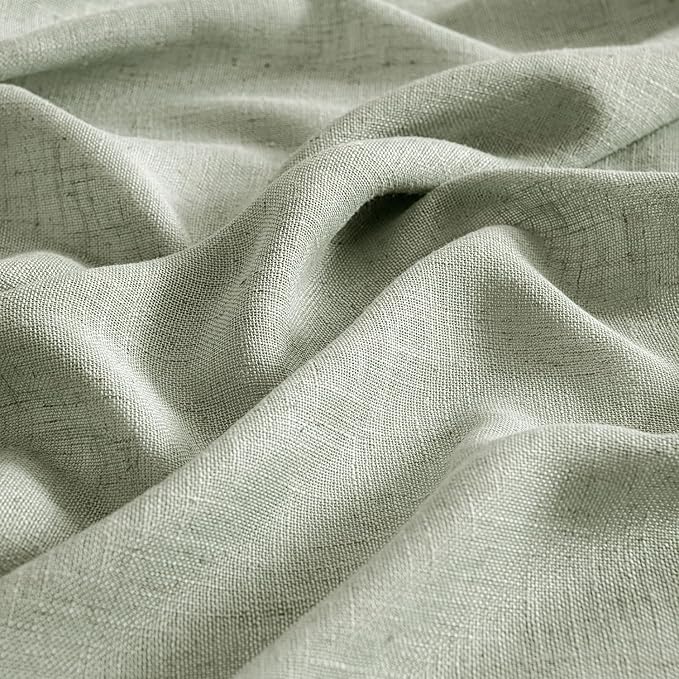 MIULEE Sage Linen Curtains 72 Inch Length 2 Panels for Bedroom Living Room,Green Soft Thick Linen Textured Window Drapes Semi Sheer Light Filtering Back Tab Rod Pocket Burlap Look Decor