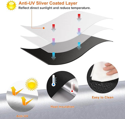 100% Blackout Curtains for Bedroom Portable Window Blinds Cover Adhesive Thermal Blackout Blinds No Drill Guard Blind for Window Shades Temporary Room Darkening Shades for Skylight RV Dorm(79x57 inch)