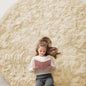 OLANLY Cream Round Rugs for Bedroom - Machine Washable, 8 ft Circle Area Rugs for Living Room, Soft and Fluffy Shaggy Carpet for Teen Girl and Boys, Nursery Rooms, Dorms, Home Decor Aesthetic