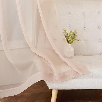 NICETOWN Taupe Voile Sheer Curtains 108 inches Long for Living Room, Grommet Airy & Elegant Light Filtering Soft Sheer Lightweight Window Treatment for Bedroom, W54 x L108, 2 Panels