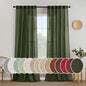 MIULEE Olive Green Linen Curtains 90 Inch Long for Bedroom Living Room, Soft Thick Linen Textured Window Drapes Semi Sheer Light Filtering Rod Pocket Back Tab Christmas Burlap Look, 2 Panels