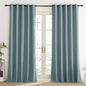 NICETOWN 100% Absolutely Blackout Linen Curtains with Thermal Insulated Liner, Skylark Blue, 62" Wide, 108" Length Energy Saving Curtains for Living Room 2 Panels Set, Vertical Blinds