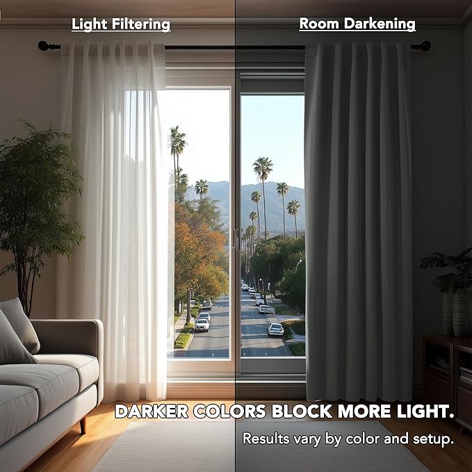 Deconovo Blackout Curtains, Thermal Insulated, W42 x L72 2 Panels, Back Tab, Machine Washable, Room-Darkening Drapes for Bedroom/Living Room Light Grey