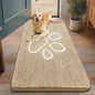 Smiry Dog Door Mat for Muddy Paws, Absorbent Dirt Trapper Non Slip Quick Dry Washable Chenille Mat for Mud Dogs, Entry Rug for Indoor and Outdoor (48x30 Inches, Beige and White)