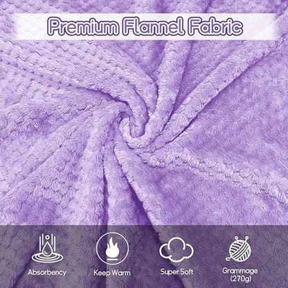 4 Pack Fleece Throw Blankets 50x60 Inches - Oeko-Tex Certified 100, 270 GSM Ultra Soft Plush for Bed, Couch and Cozy Gifts. 3D Waffle Texture, No Shedding No Pilling All Season (Lavender)