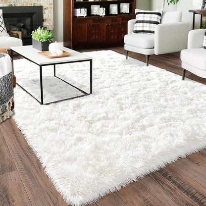 Rugs for Living Room 10x14, Soft Shaggy Modern Shag Area Rug for Bedroom, Upgrade Non-Slip Plush Fluffy Carpet for Kids Boys Girls Room Home Decor Aesthetic, Cream White