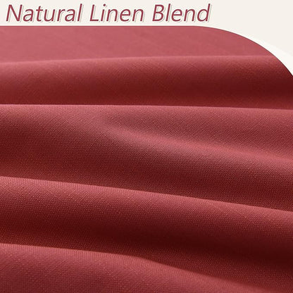 Guken Red 100% Blackout Linen Curtains 84 Inch Length 2 Panels Set for Living Room Bedroom Back Tab/Rod Pocket Thermal Insulated Black Out Drapes Room Darkening Window Curtains 84 Inches Long