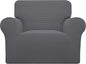 Easy-Going Stretch Oversized Chair Sofa Slipcover 1-Piece Couch Sofa Cover Furniture Protector Soft with Elastic Bottom for Kids Spandex Jacquard Fabric Small Checks Gray