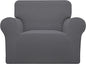 Easy-Going Stretch Chair Sofa Slipcover 1-Piece Couch Sofa Cover Furniture Protector Soft with Elastic Bottom for Kids, Pet. Spandex Jacquard Fabric Small Checks (Chair, Gray)