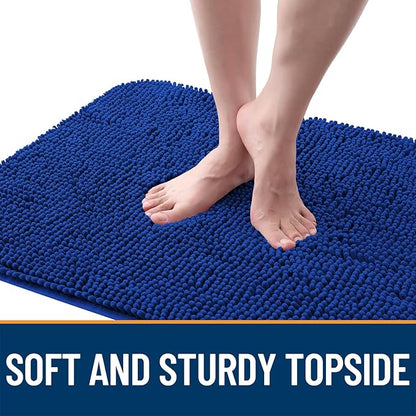 OLANLY Dog Door Mat for Muddy Paws 32x20, Absorbs Moisture and Dirt, Absorbent Non-Slip Washable Doormat, Quick Dry Chenille Mud Mat for Dogs, Entry Indoor Entryway Carpet for Inside Floor, Royal Blue