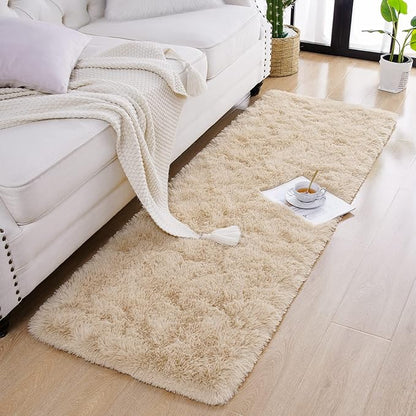Chicrug Soft Runner Rug for Bedroom Living Room Plush Fluffy Rug 2x6 Feet, Shag Furry Runner Carpet Non Shedding for Nursery Children Kids Girls Room Home Decorative, Khaki