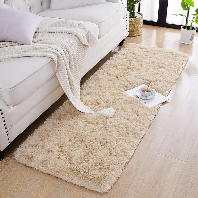 Chicrug Soft Runner Rug for Bedroom Living Room Plush Fluffy Rugs 2x8 Feet, Shag Furry Runner Carpet Non Shedding for Nursery Children Kids Girls Room Home Decorative, Camel