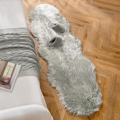 MIULEE Luxury Super Soft Fluffy Area Rug Faux Fur Sheepskin Rug Decorative Plush Shaggy Carpet for Bedside Sofa Floor Nursery 2 x 6 Feet, Light Grey