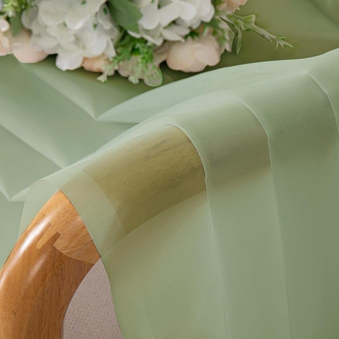 Aiyufeng Light Green Sheer Curtains 45 Inch Length 2 Panels Set for Living Room, Light Filtering Green Window Sheers Drapes for Bedroom, Each 42" W x 45" L