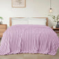 Exclusivo Mezcla King Size Flannel Fleece Blanket, Super Soft Striped Jacquard Bed Blanket, Lightweight Fuzzy Cozy for All Seasons, 90x104 Inches, Lilac Purple