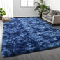 Shag Area Rug, 4 X 6 Plush Fuzzy Rugs for Living Room, Ultra Soft Fluffy Furry Rug for Bedroom, Indoor Carpet Nursery Rugs for Kids Room Home Decor, Tie-Dyed Navy Blue