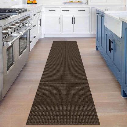 KOZYFLY Runners for Hallways 2x8 ft Washable Kitchen Runner Non Slip Rubber Backed Hall Runners Cotton Entryway Runner Rugs Floor Carpet for Indoor Backdoor Bedroom Kitchen, Reddish Brown/Coffee