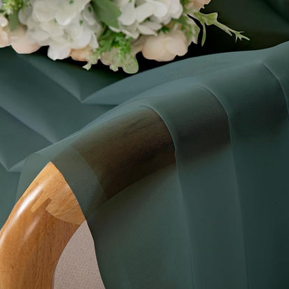 Chyhomenyc Hunter Green Sheer Valances for Windows - Light Filtering Small Kitchen Curtains, Rod Pocket Short Top Window Treatment Decor for Living Room Bathroom Basement, 42Wx16L inches, 2 Panels