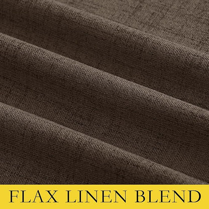 NICETOWN Coffee Vintage Linen 100% Blackout Curtains for Playroom, Thermal Insulated Curtains 72" Long, Noise Reducing Window Treatment Drapes for Laundry Room, 62" Wide Per Panel, Set of 2