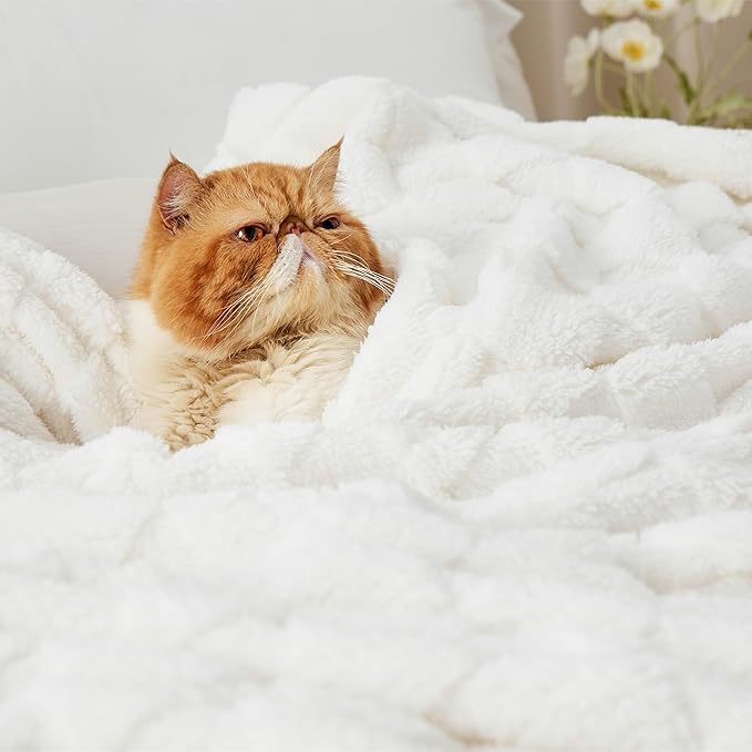 Bedsure GentleSoft King Size Blanket for Bed - Super Soft Cozy Blankets for Kids Girls, Large Fuzzy Fleece Throw for Bedroom Decor, White,108x90 Inches