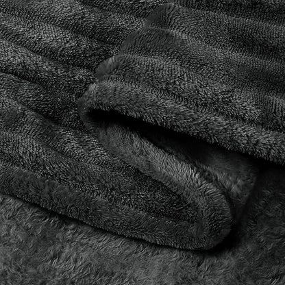 BEDELITE Fleece Blanket Twin Size – 3D Ribbed Jacquard Soft and Warm Decorative Fuzzy Blankets – Cozy, Fluffy, Plush Lightweight Throw Blankets for Couch, Bed, Sofa(Charcoal Grey, 60x80 inches)