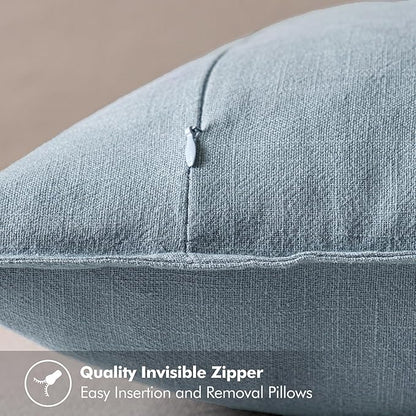 MIULEE Decorative Linen Euro Sham Pillow Covers 28x28 Inch Blue Grey Boho Farmhouse Neutral Couch Throw Pillows for Bed Pack of 2 Accent Modern Pillowcase Sofa Livingroom Home Decor