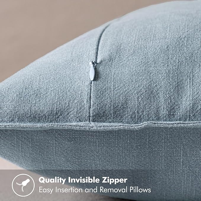 MIULEE Decorative Linen Euro Sham Pillow Covers 24x24 Blue Grey Boho Farmhouse Neutral Couch Throw Pillows for Bed Pack of 2 Accent Coastal Modern Pillowcase Summer Sofa Livingroom Home Decor