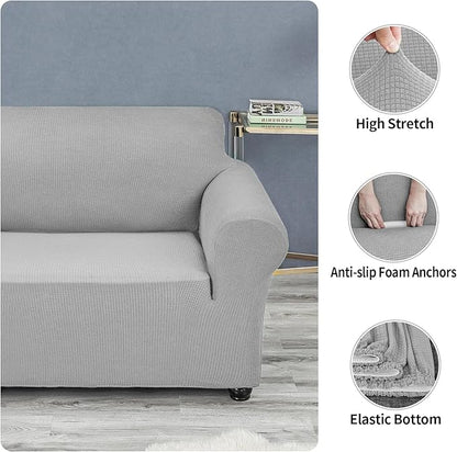 Joccun Stretch Chair Couch Cover,1-Piece Sofa Slipcover Spandex Jacquard Fabric Sofa Covers with Elastic Bottom,Washable Furniture Protector for Dogs,Cats,Kids(Armchair, Wide 35" - 55",Silver)