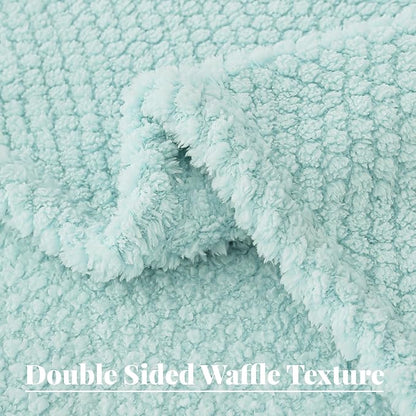 Whale Flotilla King Size Fuzzy Fleece Blanket for Bed, 90x104 Inch Fluffy Warm Soft Jacquard Blankets for All Season, Lightweight and Cozy, Light Blue