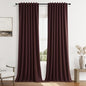 Guken 100% Blackout Curtains 96 Inch Length 2 Panels Set for Living Room Bedroom Back Tab Thermal Insulated Black Out Linen Drapes Room Darkening Reddish Brown,52x96