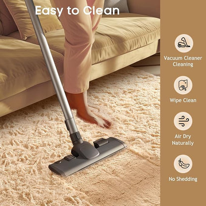Ophanie Runner Rug for Hallway, 2x6 Upgrade Non-Slip Fluffy Soft Bedside Rugs, Bedroom Living Room Beige Shaggy Carpet for Kids Girls Boys Dorm Nursery Home Decor Aesthetic