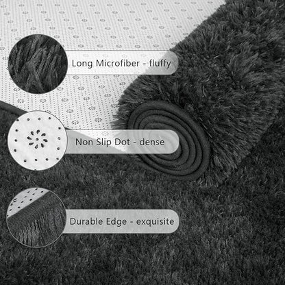 Chicrug Soft Runner Rug for Bedroom Living Room Plush Fluffy Rug 2x3 Feet, Shag Furry Runner Rugs Carpet Non Shedding for Nursery Children Kids Girls Room Home Decorative, Dark Grey