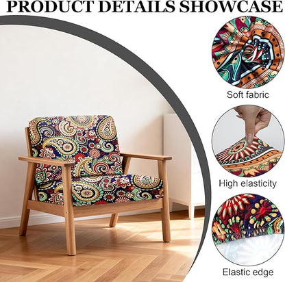 4Pcs Patio Stretch Cushion Covers,Outdoor Sofa Replacement Cover Slipcovers for Patio Furniture Cushion Covers, Washable Reusable Furniture Protector