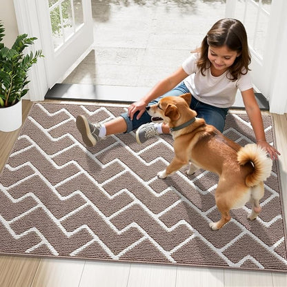OLANLY Front Door Mat, Non-Slip Rubber Backing, Dirt Resistant and Absorbent, Washable, Easy to Clean Low-Profile Indoor Doormat for Back Door, Entryway, Inside Entrance, 36x24, Brown