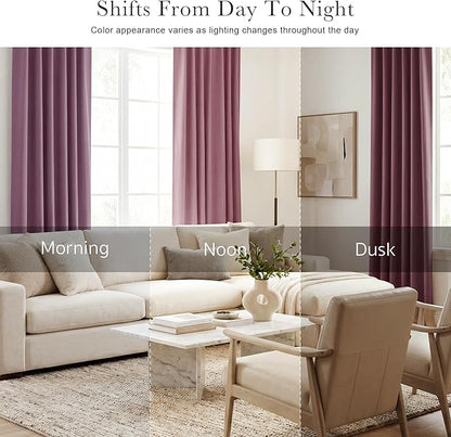 PONY DANCE - Window Curtains - 42 inch W by 45 L Dusty Rose Thermal Insulated Curtain Drapes Light Filter Energy Efficient Modern Design Style for Home Decor Low Shading Effect, 2 Pieces
