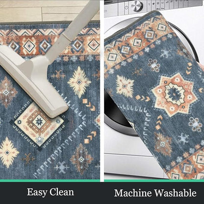 HEBE Boho Kitchen Rug Sets 3 Piece with Runner Non Slip Kitchen Rugs and Mats Washable Kitchen Mats for Floor Thick Kitchen Floor Mat Carpet Runner Rugs for Hallway Laundry Holiday Decor