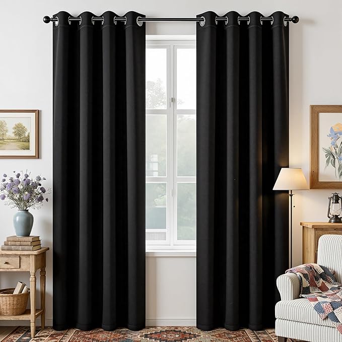 Joydeco Blackout Curtains 84 Inch Length 2 Panels Set, Thermal Insulated Long Drapes 2 Burg, Room Darkening Grommet Drapes for Living Room Bedroom Window