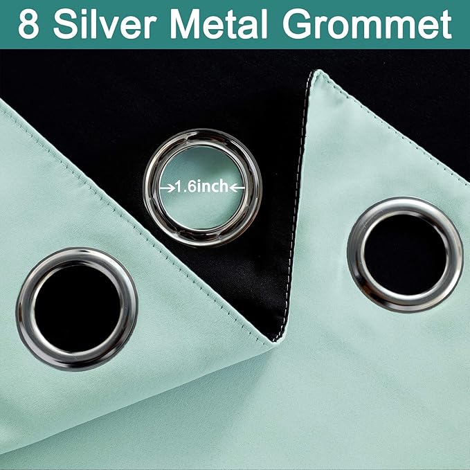 Yakamok Thermal Insulated 100% Blackout Curtains for Bedroom, 2 Thick Layers Completely Blackout Drapes for Living Room with Black Liner(52Wx63L, Aqua, 2 Panels)