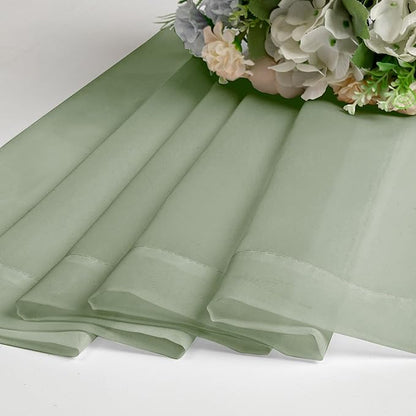 Chyhomenyc Sheer Sage Green Curtains 90 inches Long 2 Panels, Light Filtering Soft Airy Solid Elegant Voile Window Treatment Drapes for Bedroom Living Room Wedding Party Decor, 42 Wx90 L Inches