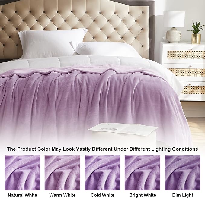 KMUSET Fleece Blanket Twin Size Lilac Lightweight Super Soft Cozy Luxury Bed Blanket Microfiber