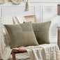 Fancy Homi 2 Packs Olive Green Euro Decorative Throw Pillow Covers 26x26 Inch for Living Room Couch Bed, Rustic Farmhouse Boho Home Decor, Soft Corss Corduroy Patchwork Textured Cushion Case 66x66 cm
