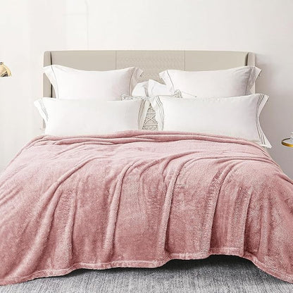 Exclusivo Mezcla Plush Fuzzy Fleece Bed Blanket King Size, Super Soft, Fluffy and Warm Blankets for Couch, Bed, All Season (Dusty Pink, 90x104 inches)