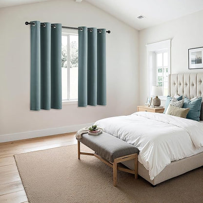 MIULEE Dusty Blue Blackout Curtains - Bedroom Window Treatment Curtains Thermal Insulated Room Darkening Drapes for Living Room Kitchen Grommet Light Blocking Drapery, 40 x 54 Inches Long, 2 Panels