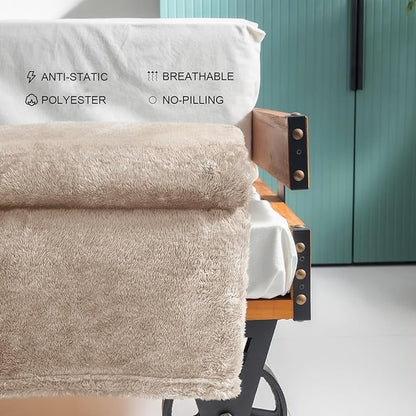 Exclusivo Mezcla Plush Fuzzy Fleece Throw Blanket Extra Large, Super Soft, Fluffy and Warm Blankets for Couch, Bed, All Season (Camel, 50x70 inches)