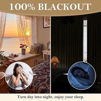 RYB HOME 100% Blackout Linen Curtains 84 inches Long 2 Panels Set, Thermal Insulated Privacy Natural Faux Linen Boho Farmhouse Curtain Panels for Living Room Bedroom, 52" W x 84" L, Beige