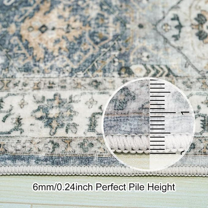 TOPRUUG Hallway Runner Rug 2x6 - Non Slip Hallway Runner Rug Stain Resistant Durable Kitchen Rugs and Mats Non Skid Soft Washable Waterproof Carpet Runner for Living Room Bedroom Bathroom (Grey, 2X6)