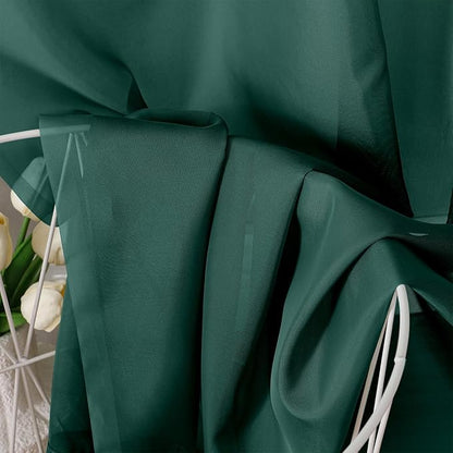 OVZME Hunter Green Sheer Curtains 54 Inches Long 2 Panels - Soft Light Filtering Window Sheer Panels for Living Room/Bedroom, Top Dual Rod Pocket, 1 Pair, Each 42Wx54L Inches