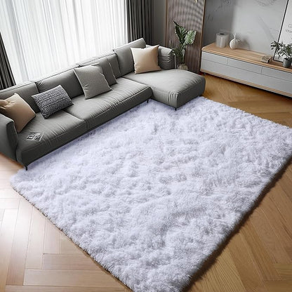 ONASAR White Rugs for Living Room 5x8, Fluffy Shaggy Area Rug for Bedroom, Ultra Soft Plush Large Floor Carpets for Baby Kids Girls Boys Teen Playroom Dorm Nursery Bedside Home Office Decor