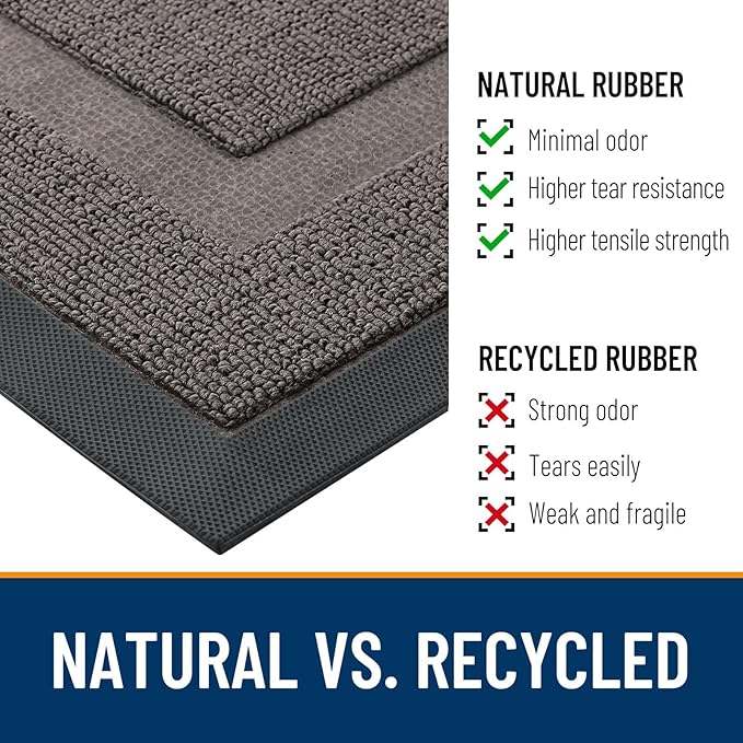 OLANLY Front Door Mat Indoor Outdoor Entrance, Waterproof All-Season, All-Weather Doormat, Sturdy Natural Rubber, Low Profile, Easy Clean Patio Porch Entryway Mat, 35x23, Taupe